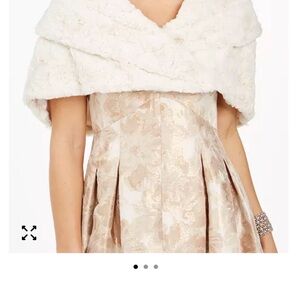 Eliza J Elegant Cream Dress with Faux Fur Shrug